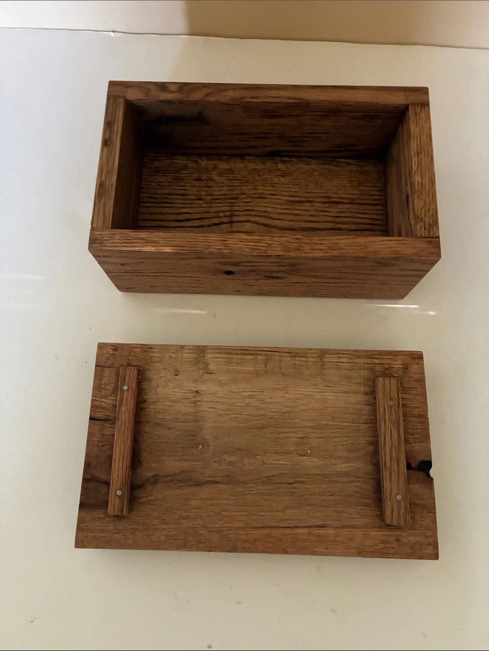 Hand Crafted Wooden Vanity Tray Box - Natural Oak Brown